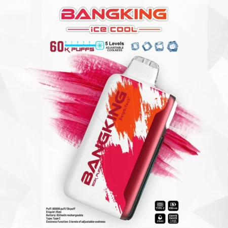 Bang King 60000 拋棄式電子煙|LED 螢幕顯示 × 五檔冰度調節|超長續航大容量・多款口味 Bang King 60000 拋棄式電子煙|LED 螢幕顯示 × 五檔冰度調節|超長續航大容量・多款口味